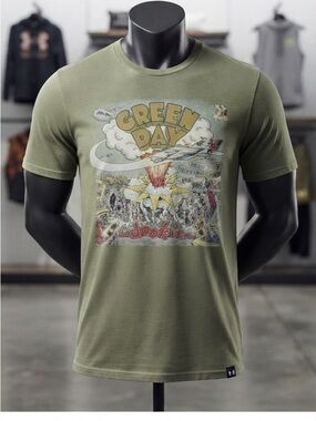 Green Day Dookie Graphic Short Sleeve Tee - Olive Green Size S